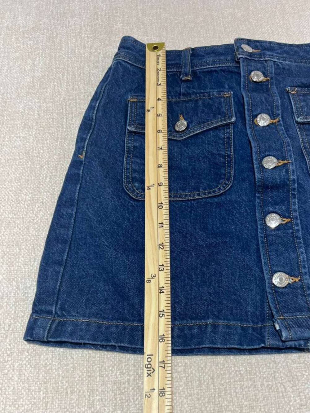LOFT Denim Button Front Mini Skirt Size 4 - Picture 4 of 8